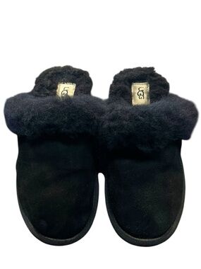 UGG Scuffette II Black Shearling Suede Slippers – Women’s Size 8 Cozy Luxe